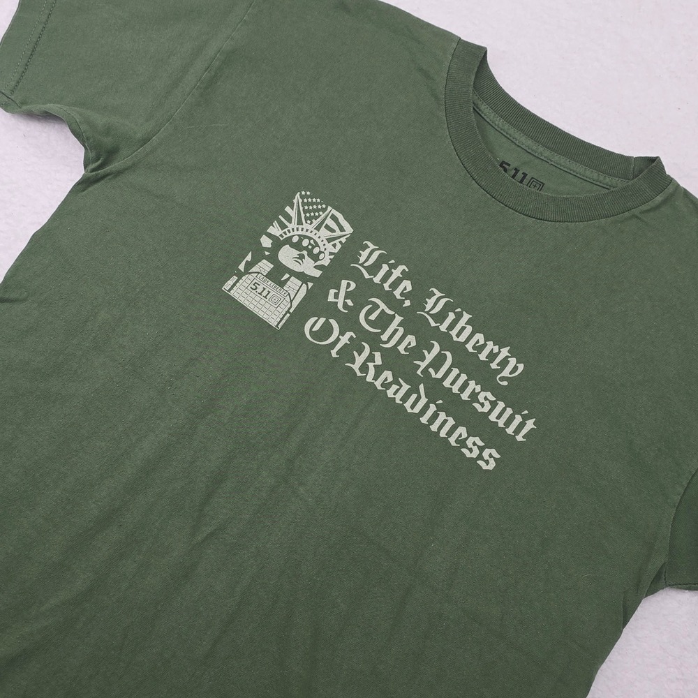5.11 Tactical Mens Pursuit of Readiness Graphic T-Shirt Green Size L 100% Cotton